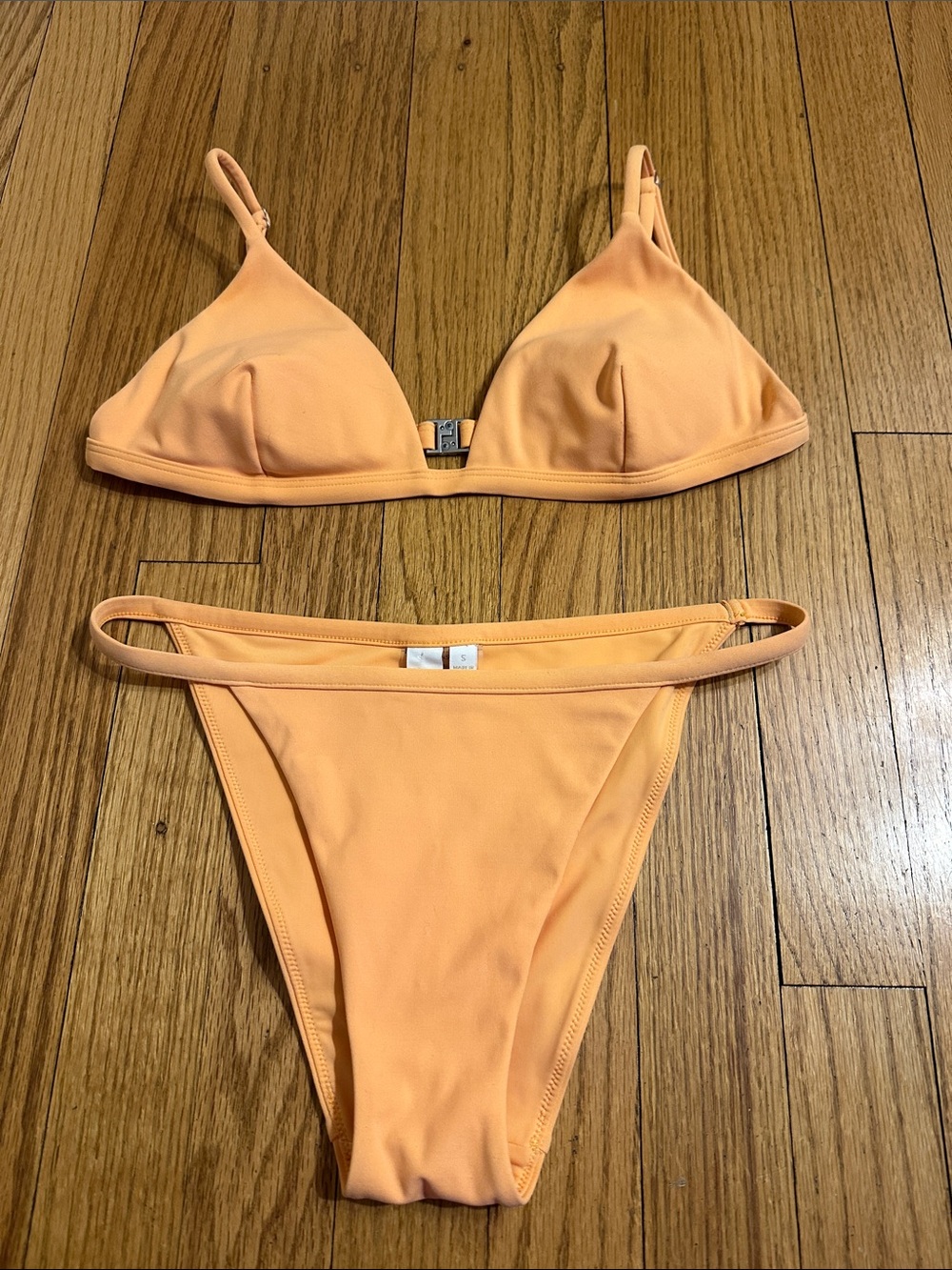 Jonathan Simkhai Peach Triangle Bikini Set